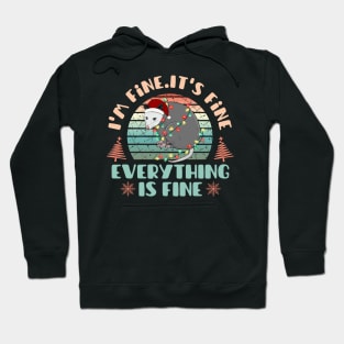 I'm fine.It's fine. Everything is fine.Merry Christmas  funny rat and Сhristmas garland Hoodie